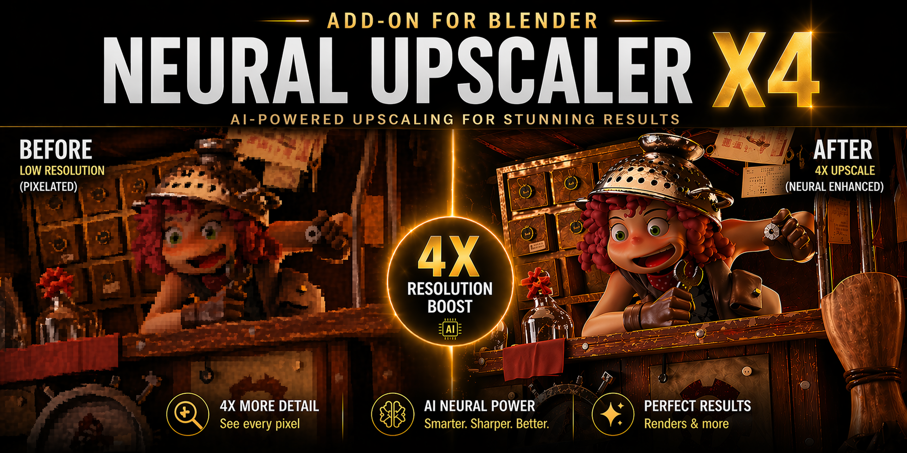 Neural Upscaler X4 — before and after